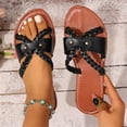 thumbnail image 5 of Cute Sandals for Women,Summer Shoes for Women,Flat Sandals for Women,Walking Sandals Women,Women's Sandals,Women's Braided Slide Sandals Open Toe Slip On Flat Sandals Casual Summer Sandals,Black,9.5, 5 of 6