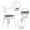 thumbnail image 4 of Flash Furniture Perry White Metal Stackable Chair with Wood Seat, 4 of 11