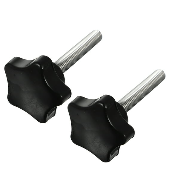 WEAVILUX 2-Pack Handle Clamping Knobs Black ABS with Stainless Steel Insert for Home and Workshop Use