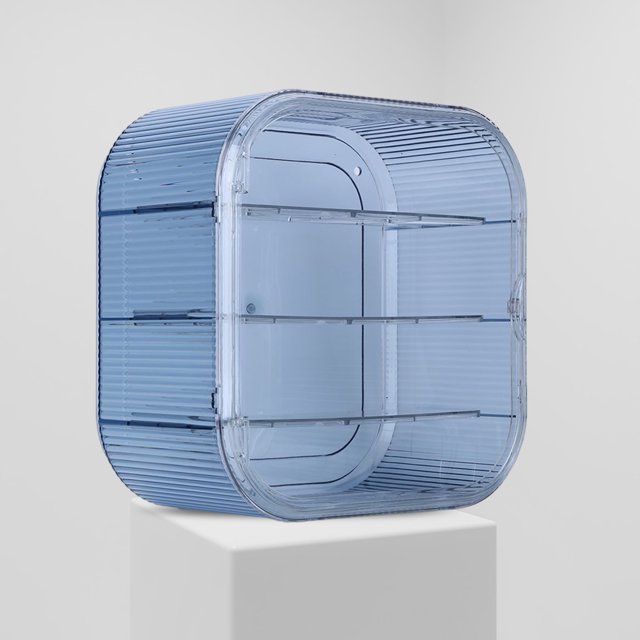 Caja de exhibición Caja de almacenamiento fácil de limpiar para modelos de muñecas de juguete (azul de 3 capas)