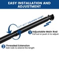 thumbnail image 4 of Riousery Heavy Duty Closet Rod, 17.7-67.7 Inch Adjustable Metal Closet Bar, Wall Mounted Clothes Hanging Rod, Sturdy Design, Matte Black, 4 of 7