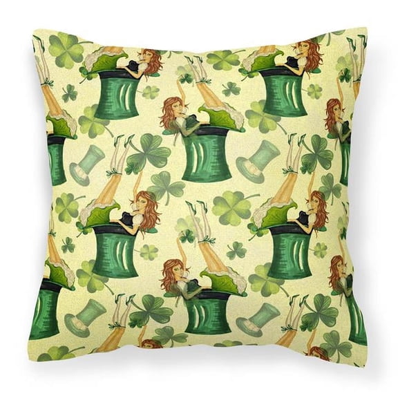 Watercolor St Patricks Day Party Fabric Decorative Pillow, 18 x 18 in.