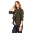 thumbnail image 3 of Women's Fitted Waist Length Jacket Open Front Draped Neck Ruched Sleeves, 3 of 6
