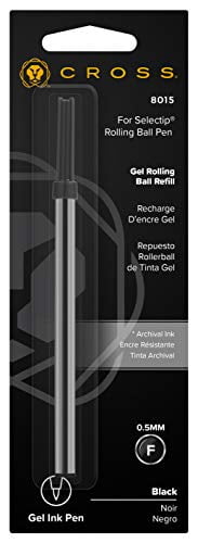 8015 0.5MM - Single Pack Cross Gel Rollerball Pen Refill Black Fine