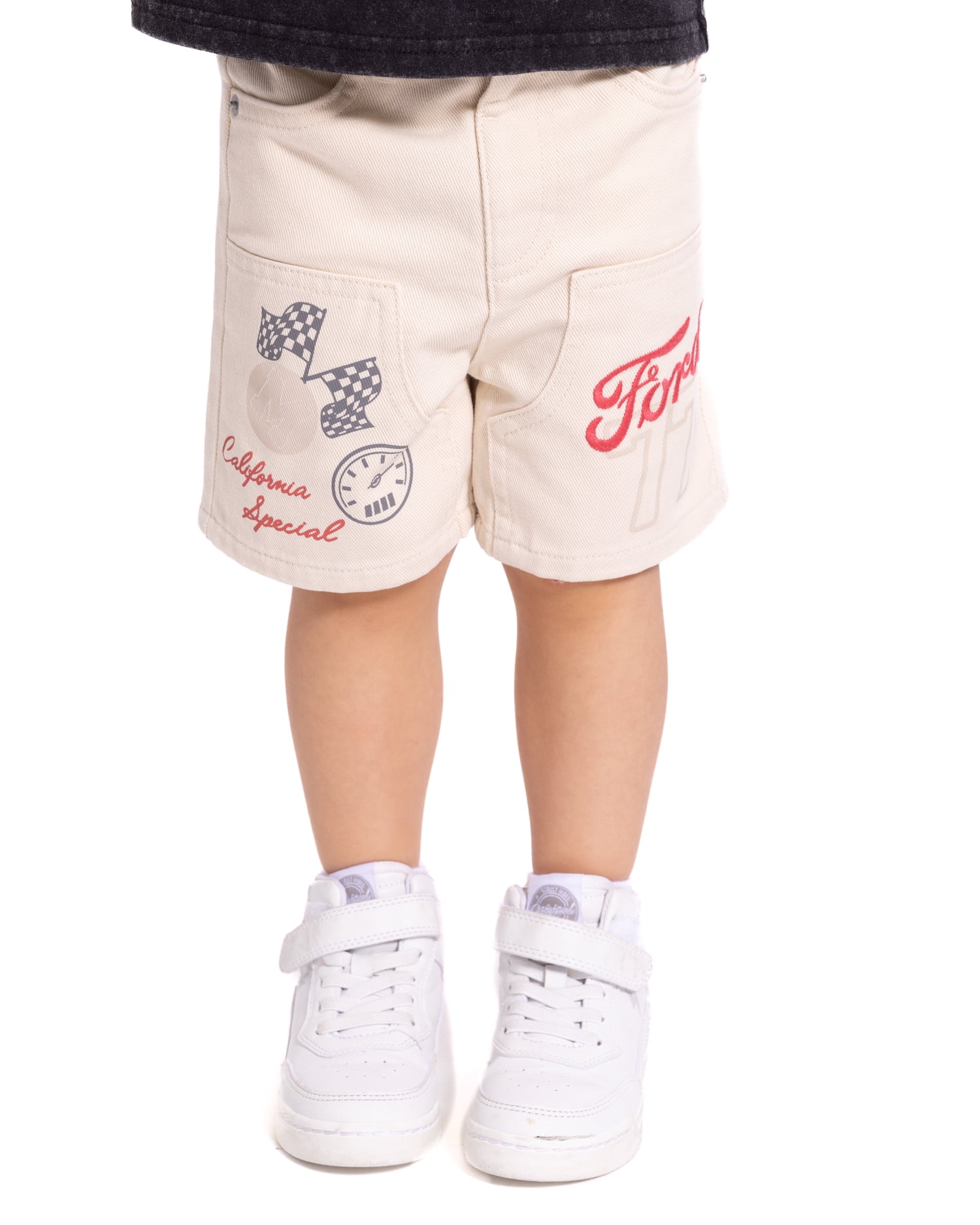 Ford Mustang Toddler Boys Graphic Twill Cotton Shorts, Sizes 12M-5T