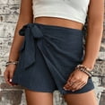 thumbnail image 5 of SOMER Women's Mini Skirts Skorts High Waist Wrap Elastic Side Tie Style for Beach Casual Holiday Trendy Summer 2026 Dark Blue, 5 of 7