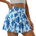 thumbnail image 3 of Xoenoiee Blue Palm Tree Plumeria Flower Print Tennis Skirts for Women High Waisted Golf Skirt with Pockets Pleated Athletic Skorts Mini Pickleball Outfits, L, 3 of 6