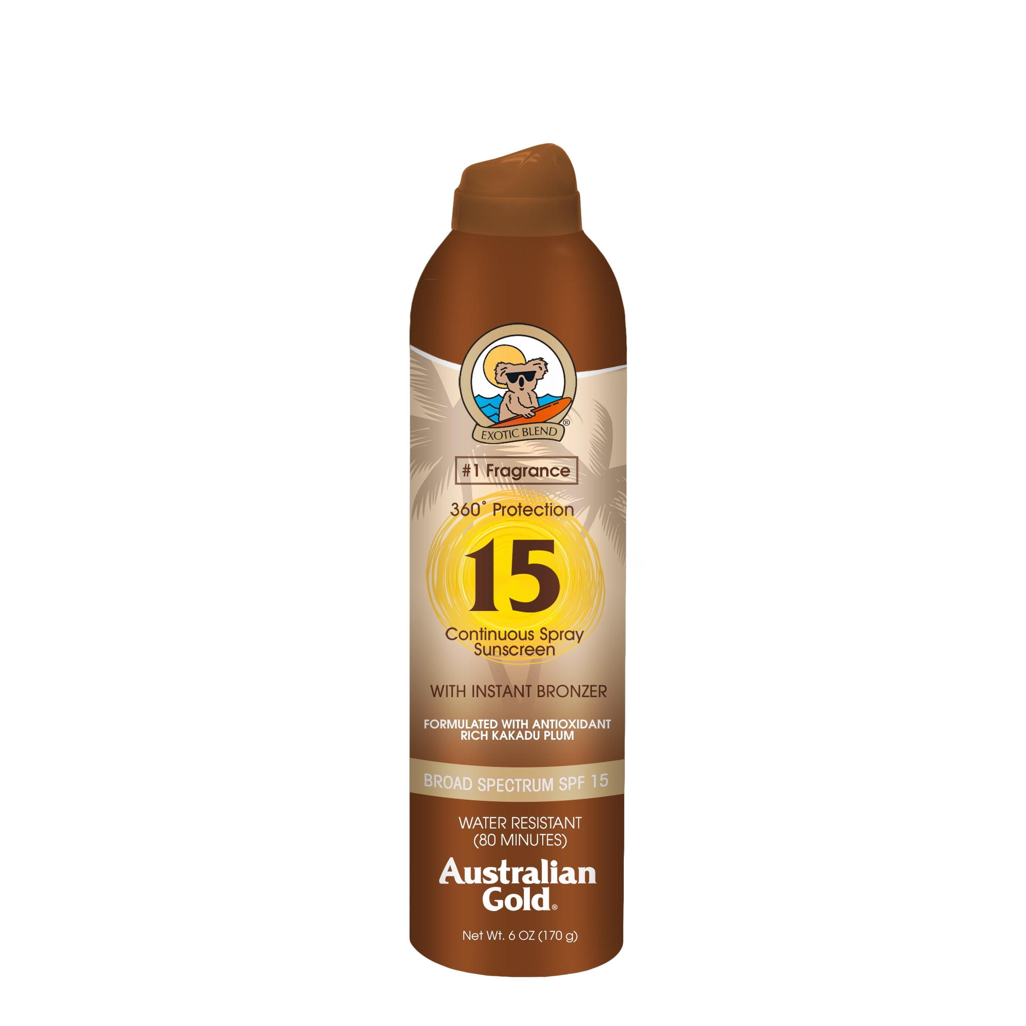 Australian Gold Continuous Spray with Instant Bronzer, SPF 15, 6 fl oz