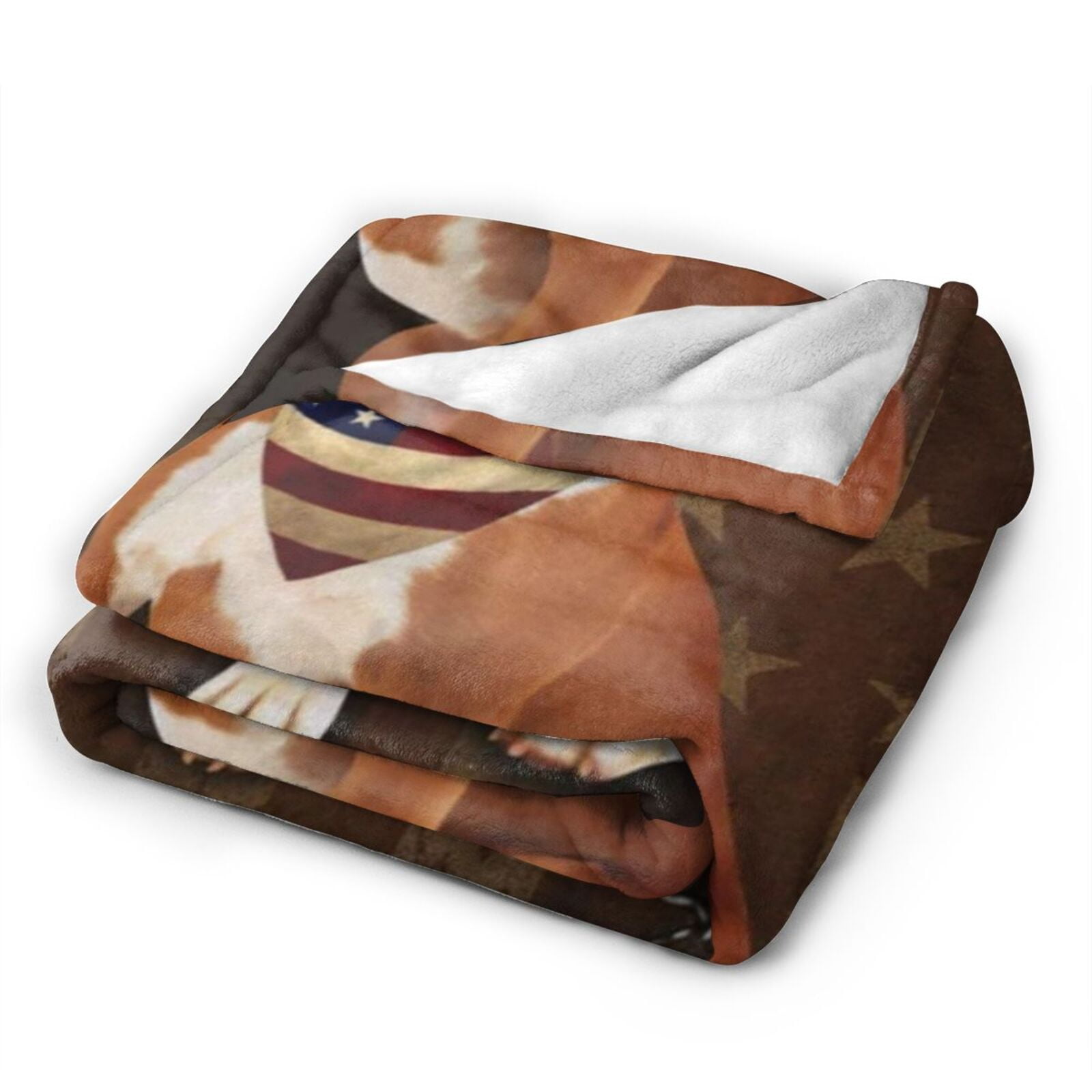Wijzvio Boxer Dog With Vintage American Flag Throw Blanket Soft Fuzzy Fleece Blanket For Couch Bed Living Room Decoration 50"X40"