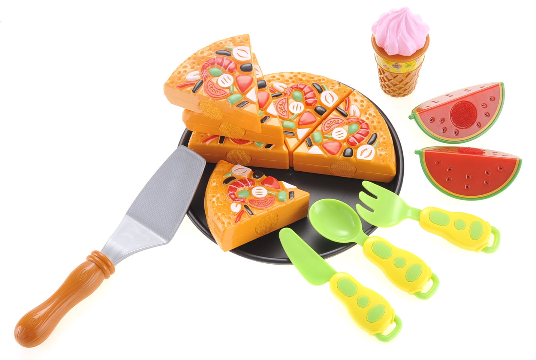 Details about   KITCHEN PLAY SET CUTTING PLAY FOOD PIZZA BREAD WATERMELON APPLE 