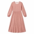 thumbnail image 4 of Long Sleeve Dresses for Women Polka Dot Dress - High Waist A-Line Swing Midi Dress with Puff Sleeves, Casual Fall Spring Dress, 4 of 5