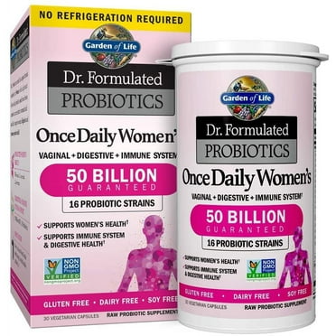 Garden of Life Dr. Formulated Probiotics for Women, Once Daily Women’s Probiotics 50 Billion CFU Guaranteed and Prebiotic Fiber, Shelf Stable One a Day Probiotic No Gluten Dairy or Soy, 30 Capsules