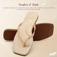 thumbnail image 3 of Womens Square Flip Flops, Patent Leather Flat Sandals with Memory Foam Insole, Non-Slip Lightweight Minimalist Open Toe Summer Vacation Dressy Beach Essentials Slippers, 3 of 7