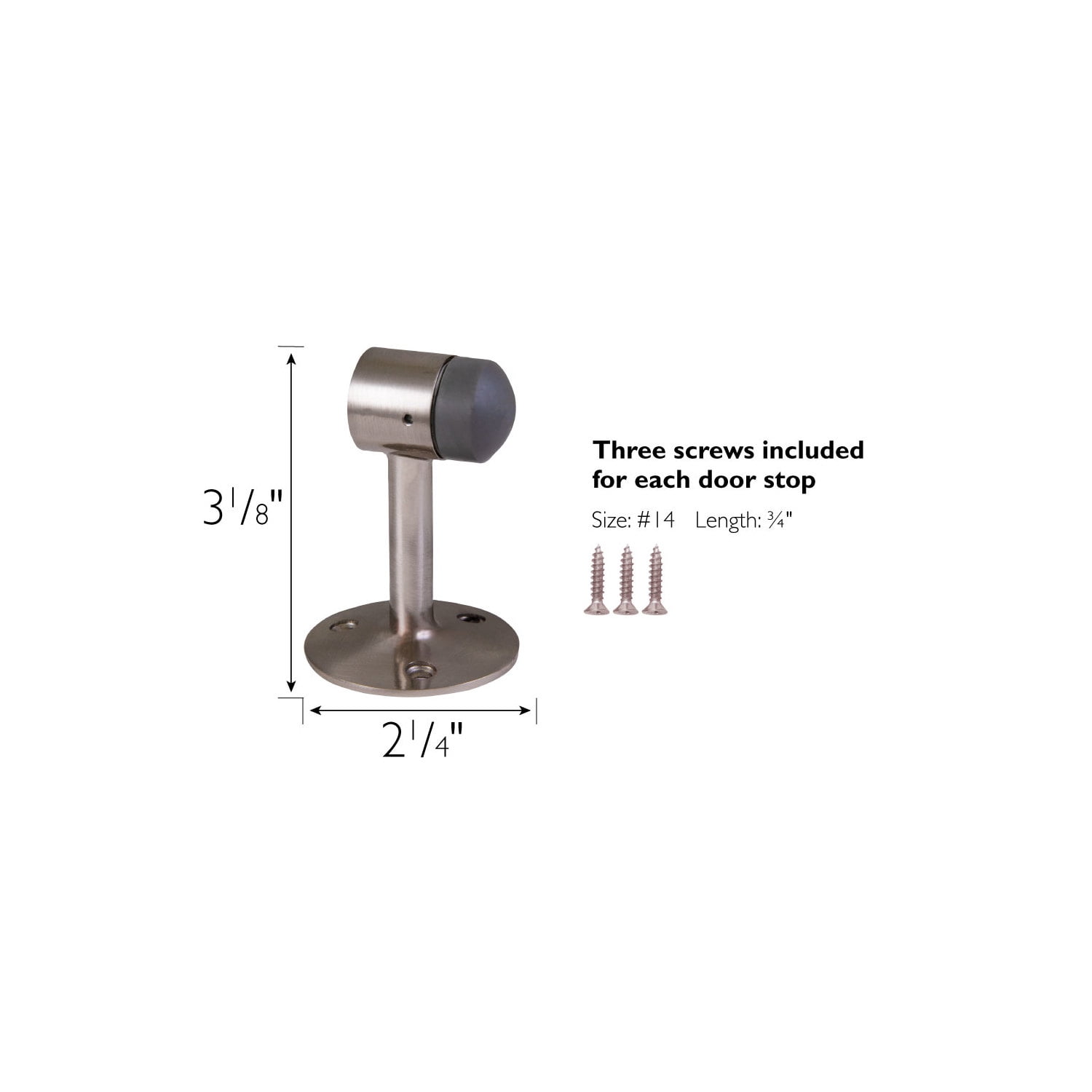 Design House 2-Pack Gooseneck Door Stop Wall Protect with Rubber Tip, Satin Nickel