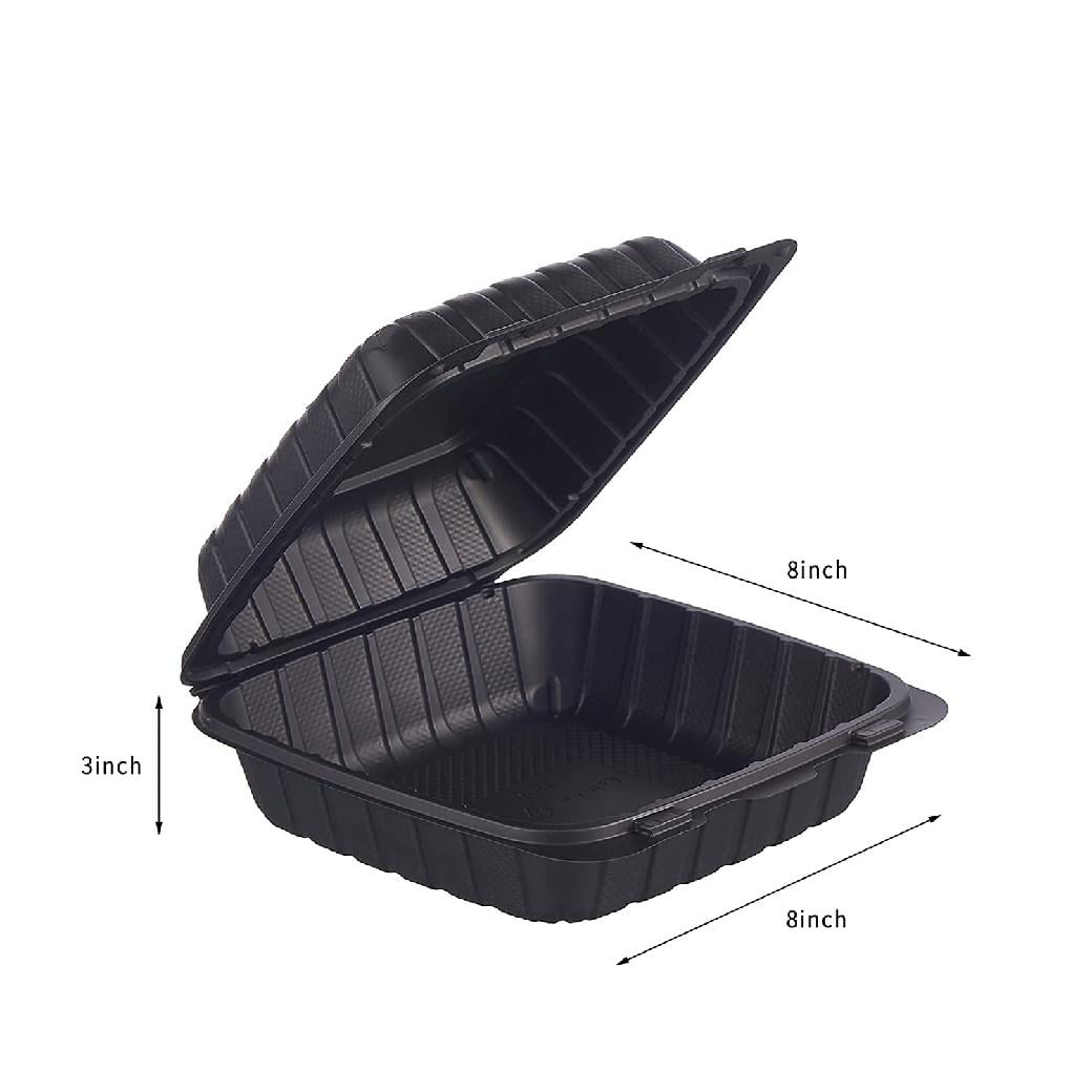  8X8 3Compartment 50-Pack Plastic Clamshell Take Out Food  Containers, Heavy Duty To-go Disposable Lunch Box For Cake, Sandwich,  Salad, Dessert, Restaurant Meal Prep Packaging Catering Hinged Container :  Industrial & Scientific
