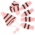 thumbnail image 1 of 1 Juego de punto bufanda del invierno d Sombrero perro caliente Conjunto de vestuario para mascotas Festival raya ropa de invierno Accesorios Tamaño M rosa y Brown, 1 of 8