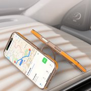 ShellTech for iPhone 15 Pro Max Leather Magnetic Case,360° Rotating Adjustable Magnetic Stand [Compatible with Magsafe] Shockproof Anti-Scratch Anti-Fingerprint Protective Slim Hard PC Cover,Orange