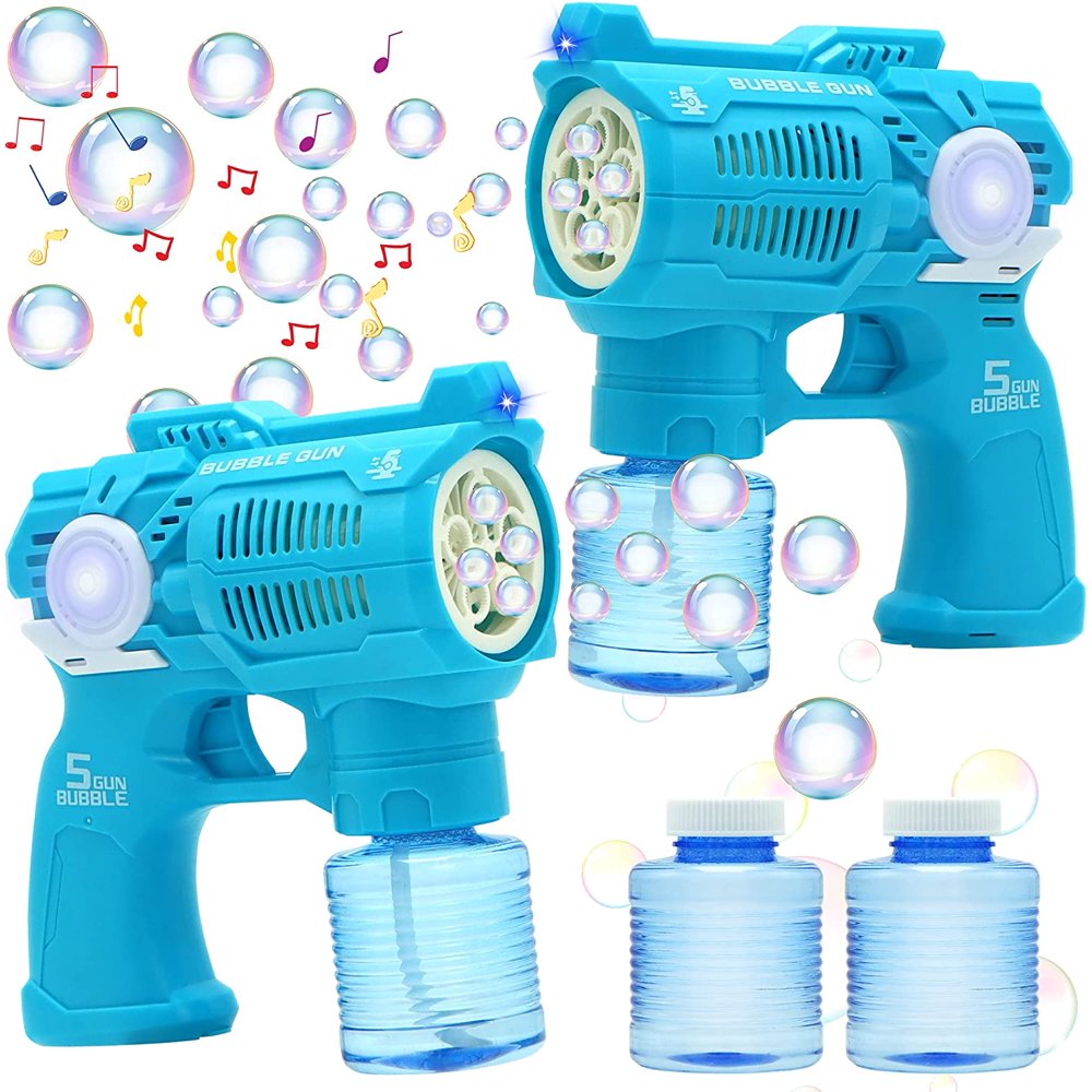 Lavinya 2 Bubble Guns with Light and Music, Bubble Blower Toys with 2