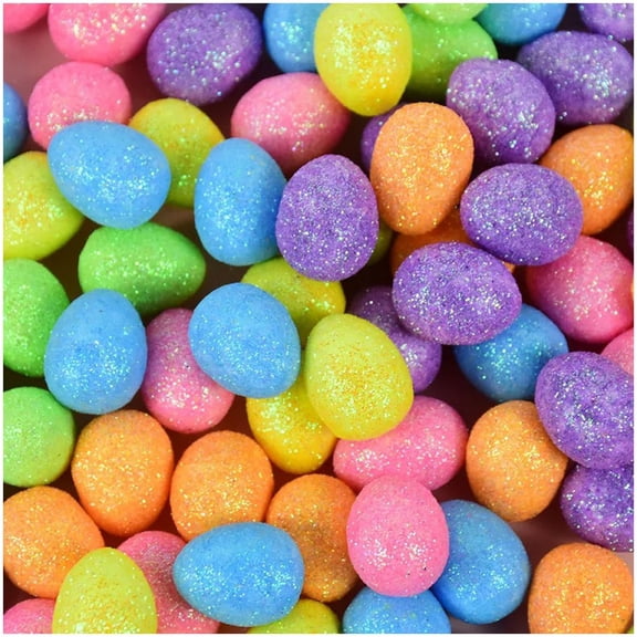 Jiibva 140-160Pcs Colorful Foam Easter Eggs, Mini Glittered Decorations for Crafts and Party Displays