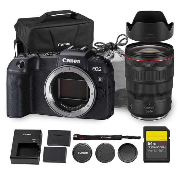 Canon EOS RP Mirrorless Camera| 26.2MP Full Frame Sensor| 4K Video Recording| Lightweight Compact Camera for Travel and Everyday Content Creation (3680C002)   Canon RF 24-70mm Lens   64GB Card   More