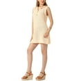 thumbnail image 4 of INSPIRE CHIC Women's Knitted Solid Color Drawstring Sleeveless Hooded Casual Mini Dress M Apricot, 4 of 6