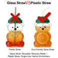 thumbnail image 2 of Vaso de cristal ZHSSTUIEN Cute Bear 600 ml con pajita y tapa Christmas, 2 of 7