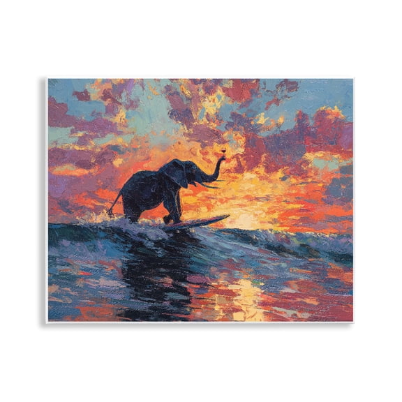 Sunset Surf Elephant Wall Plaque Art, design by Ziwei Li