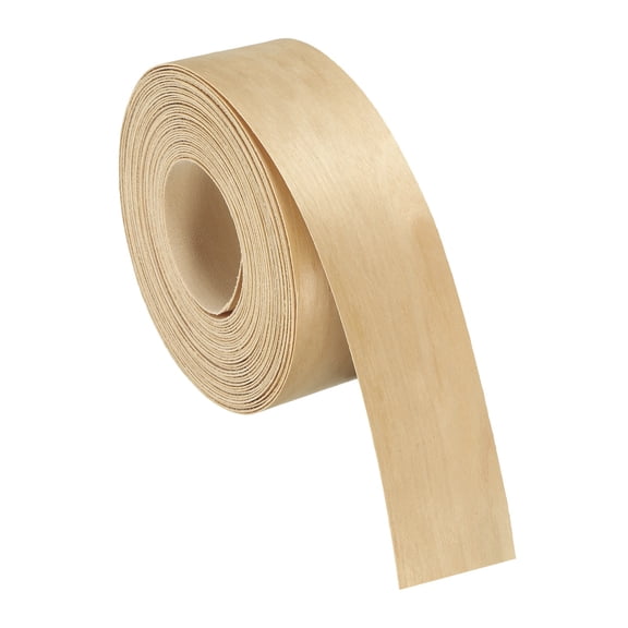 1-1/2 Inch x 26ft Wood Veneer Edge Banding, Pre-Glued Flexible Birch Wood Edging Strips, Iron on with Hot Melt Adhesive Wood Tape for Cabinet Repair and Furniture Restoration