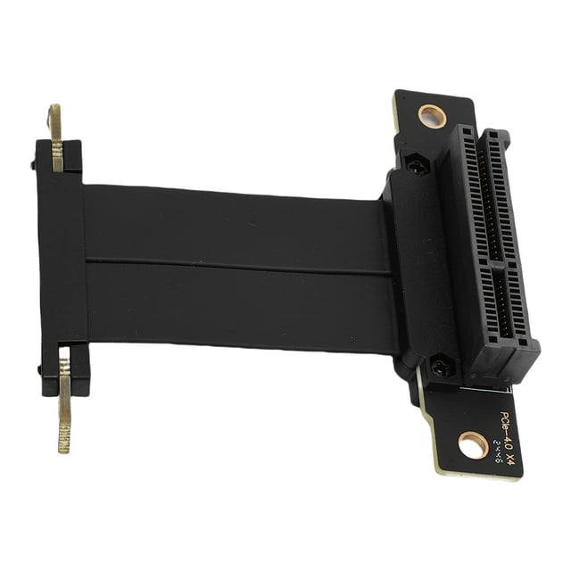 PCIE 4.0 4X Riser Cable, Dual 90 Degree Right Angle Extension, PCIE 4.0 4X Port High Speed 64 Pin Flexible GPU Graphics Card Extension Cable for PC Cases