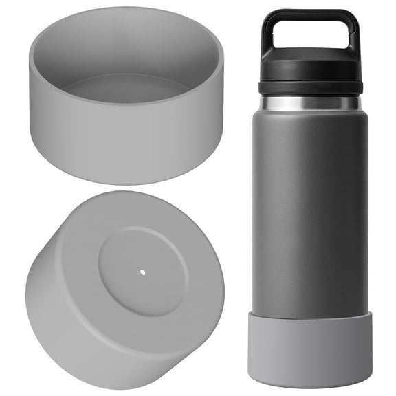 Linkidea Water Bottle Boot Compatible with YETI Rambler Bottle 26oz, Yonder 34oz, Silicone Anti-Slip Water Bottle Bottom Sleeve Cover Protector (Grey / 2 Pack)