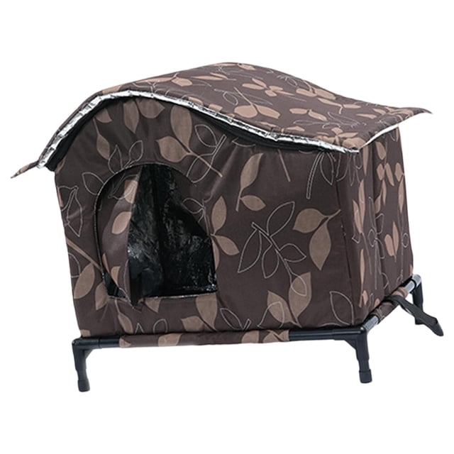 Casa para gatos al aire libre, refugio cálido y oculto, cortina resistente al viento, recinto impermeable para 60 cm x 45 cm x 52 cm