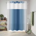 thumbnail image 6 of No Hook Shower Curtain, Navy Blue Grey Ombre Shower Curtains for Bathroom with See Through Top Window, Farmhouse Gradient Minimalist Waterproof & Washable Bath Curtain 60"x72", 6 of 9