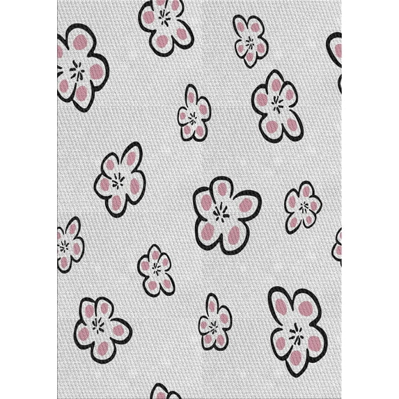 Ahgly Company Indoor Rectangle Patterned Off-White Novelty Area Rugs, 5' x 7'