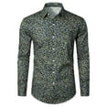 thumbnail image 4 of Hpapadks Mens Shirts Long Sleeve Floral Print Business Button Lapel Leisure Blouses Loose Men Dress Shirt Black L, 4 of 5