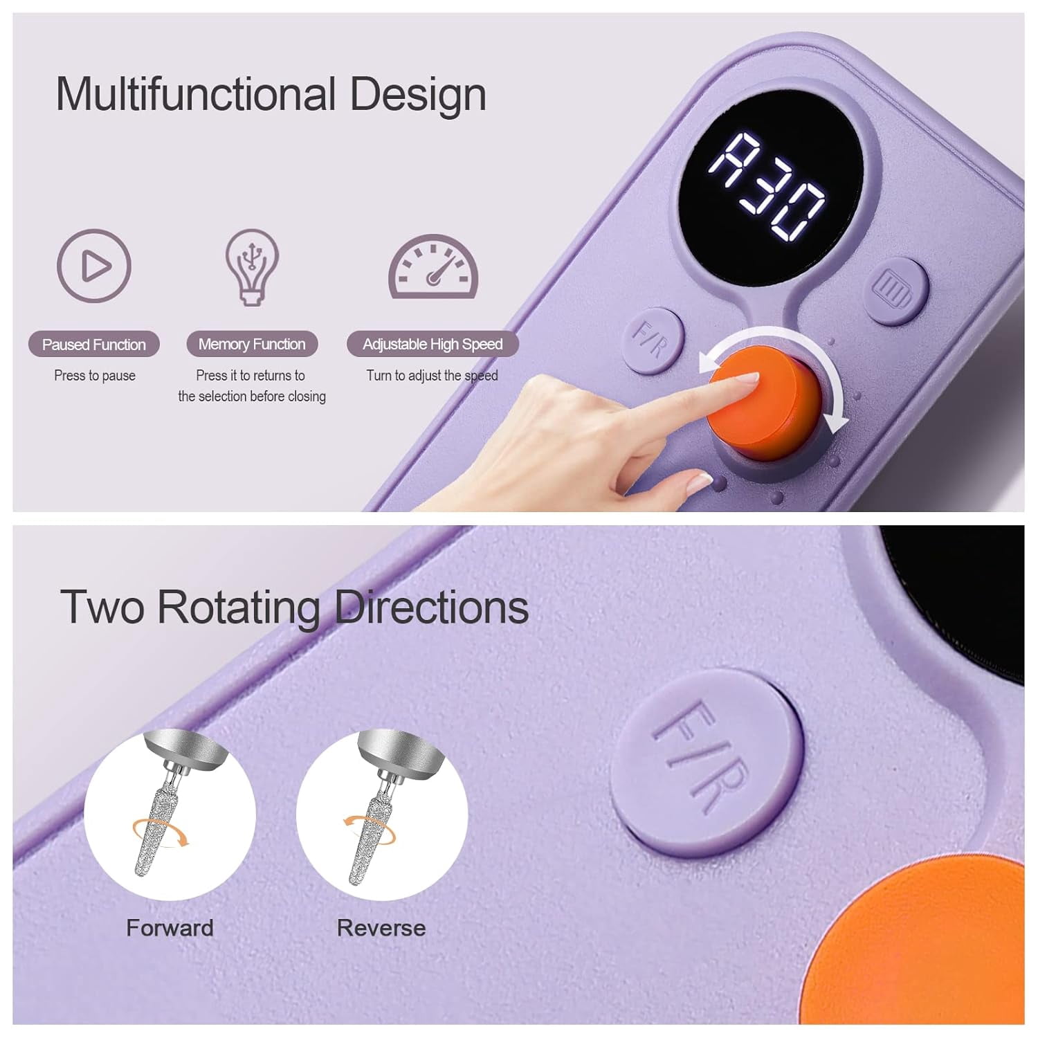 Portable Nail Drill Kit Rechargeable 30000 RPM Electric Professional Cordless E-File Nail Drill Machine Set for Acrylic Nails, Polishing, Manicure Pedicure Tool