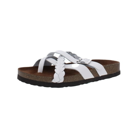 White Mountain Womens Harrington Leather Braided Footbed Sandals
