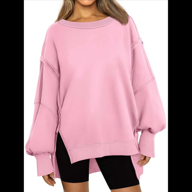 Sudaderas de Gran Tamaño para Mujer, Sudaderas con Capucha, Camisetas de Cuello Redondo, Conjuntos de Otoño, Ropa de Invierno Y2K para Adolescentes Rosa M