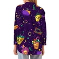 thumbnail image 6 of LEKWK Mardi Gras Shirts for Women Fun Party Food Graphic Print Dress Blouses Long Sleeve Button Down Casual Daily Outfits, 6 of 8