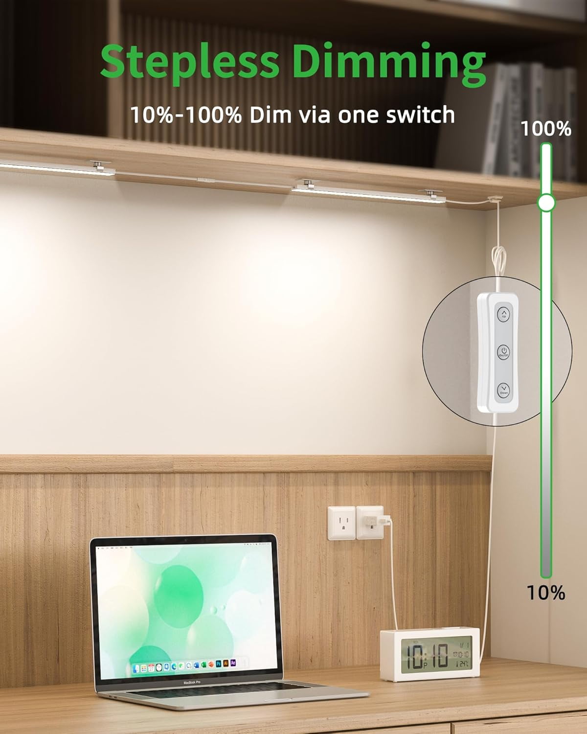 RGHJAR-Plug-in Under Cabinet Lighting, Dimmable Counter Lights for Kitchen, 2pcs 12 Inch, Cold White 6000K Linkable USB Led Closet Light, Wired Indoor Night Lights Bar for Desk, Sink,Workbench