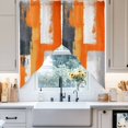 thumbnail image 4 of Orange Gray Swag Curtain Valance for Windows, Geometric Graffiti Color Block Abstract Oil Paint Window Treatments Short Swag Topper for Kitchen Windows Bathroom Bedroom, 36"x63", 4 of 8
