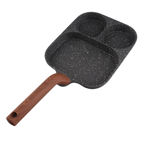 Sartén Antiadherente Para Huevos, Sartén De Fondo Plano De 3 Secciones Con Resistente Al Calor, Sartén Negra Para Desayuno Con Conductividad Térmica Uniforme