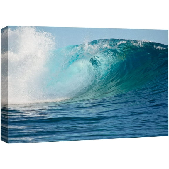 wall26 Canvas Print Wall Art Vibrant Blue Tropical Beach Rip Curl Nature Wilderness Photography Modern Art Rustic Scenic Colorful Multicolor for Living Room, Bedroom, Office - 24"x36"