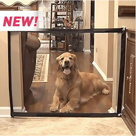 Magic Pet Dog Gate Door Barrier Portable Mesh Magic Pet Fences for Doorways Dogs Safe Guard and Install Pet Dog Safety Enclosure Dog (Best Dog Gates For The House)