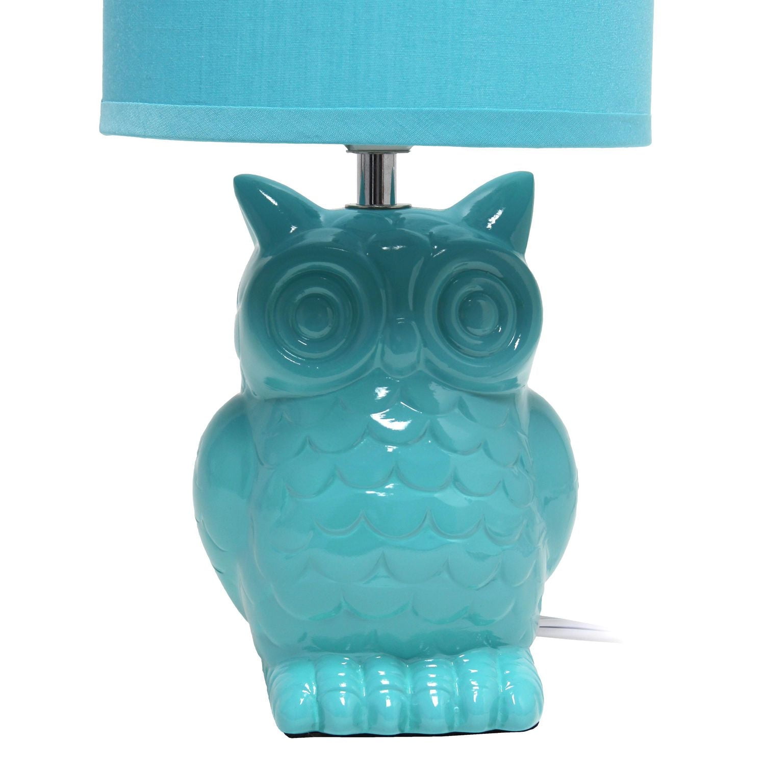 Simple Designs 12.8"  Ceramic Owl Bedside Table Desk Lamp with Matching Fabric Shade for Home Decor, Bedroom, Nightstand, Living Room, Entryway, Kids' Room, Nursery, Dandelion Yellow