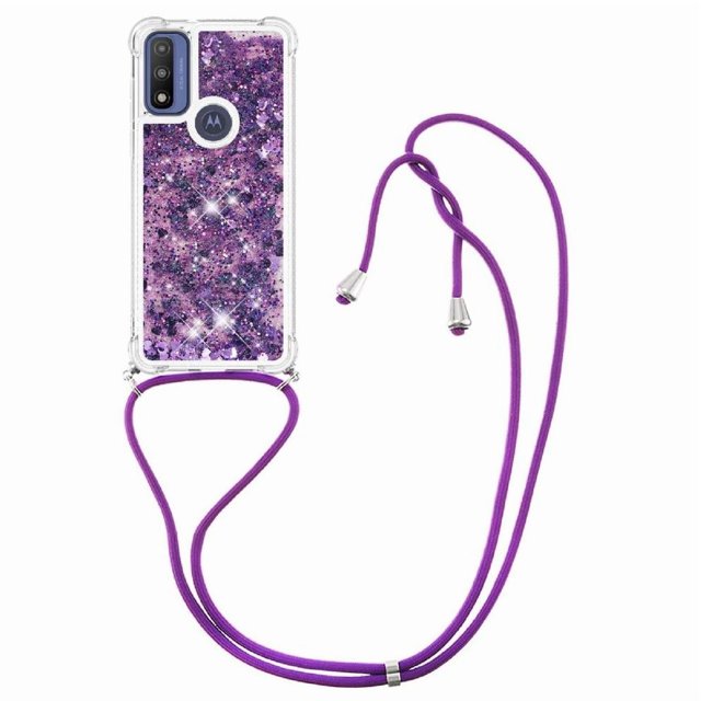 Funda FOXDOCK para Motorola Moto G Pure con Cuerda Ajustable, Brillo Líquido, Protección Antigolpes y Lente – Ideal para Regalo