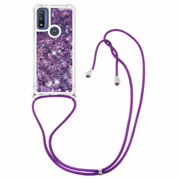 Funda FOXDOCK para Motorola Moto G Pure con Cuerda Ajustable, Brillo Líquido, Protección Antigolpes y Lente – Ideal para Regalo