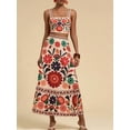 thumbnail image 6 of Womens Printed Skirt Outfits Floral Halter Crop Top A Line Maxi Skirt Casual Going Out Sets Floral XXL, 6 of 8