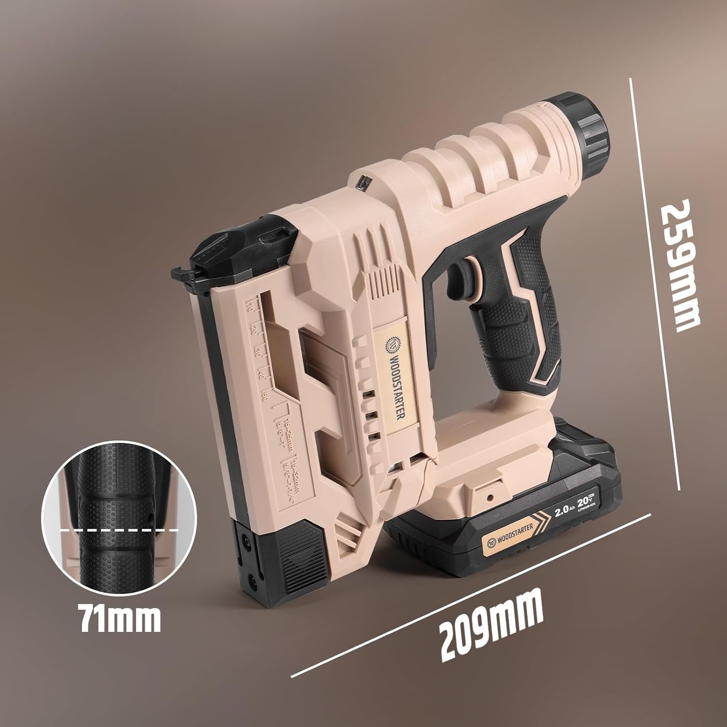 Cordless 2-in-1 Brad Nailer (Battery & Charger), 18GA Nails (5/8"-1-1/4") & Staples (5/8"-1"), 6-Level Depth Adjustment, LED Light, Safety Lock, 2000 Nails Included,