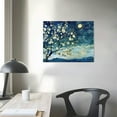 thumbnail image 4 of Nawypu Canvas Wall Art for Bedroom Flower Canvas Picture Floral Tree Painting Almond Blossom at Starry Night Landscape Artwork Abstract Lake Blue Teal Yellow Canvas Print for Modern Home Living, 4 of 5