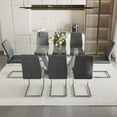 thumbnail image 2 of NYEESS 9-Piece Glass Dining Table Set for 8 with Tempered Glass Top and 8 Upholstered PU Chairs Chrome Base for Dining Room Kitchen, 2 of 14